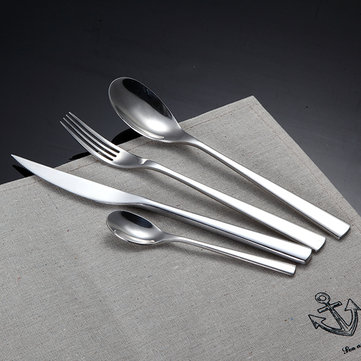 KCASA FL6 4 Pieces Stainless Steel Flatware Set Silver Dinnerware