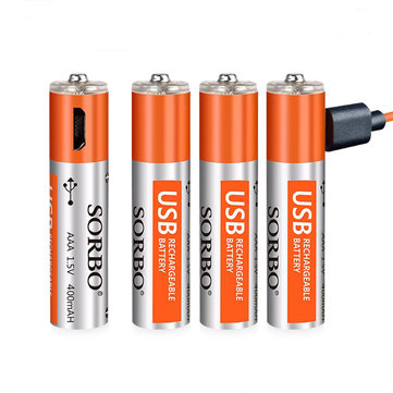 4PCS SORBO 1.5V 400mAh Rechargeable AAA Lipo Battery 