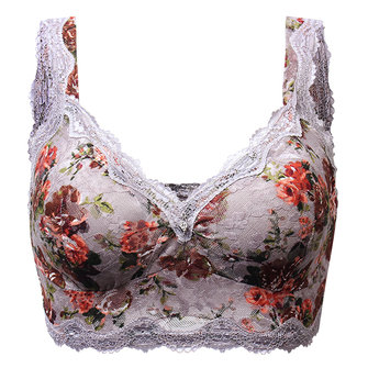 Floral Printing Lace Bra