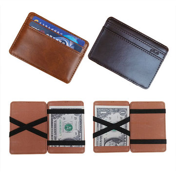 Leather Magic Wallets Men Money Clips Card Purse 2 Colors