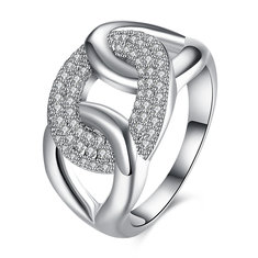 INALIS Zircon Across Platinum Gift Party Wedding Finger Rings 