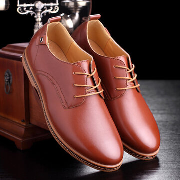 Mens Brown Leather Business Work Dress Oxford Shoes - US$29.95