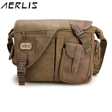 AERLIS Men Canvas Retro Big Messenger Shoulder Crossbody Bag - US ...