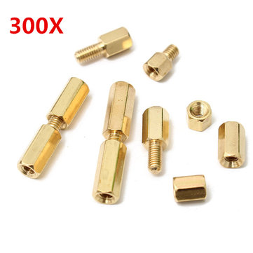 Suleve M3BH1 M3 Male-Female Brass Hex Column Standoff Support Spacer Pillar For PCB Board 300pcs