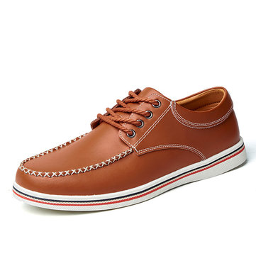 New Men Breathable Casual Hollow Out Leather Big Size Shoes - US$33.99
