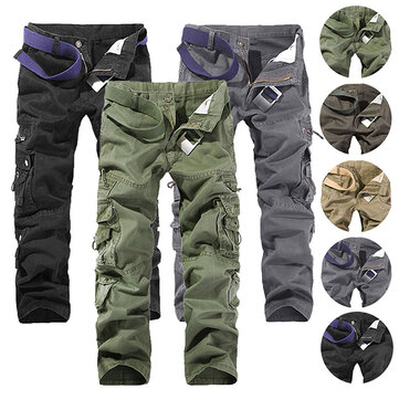 Mens Multi Pockets Pants Cotton Casual Cargo Pants - US$35.97